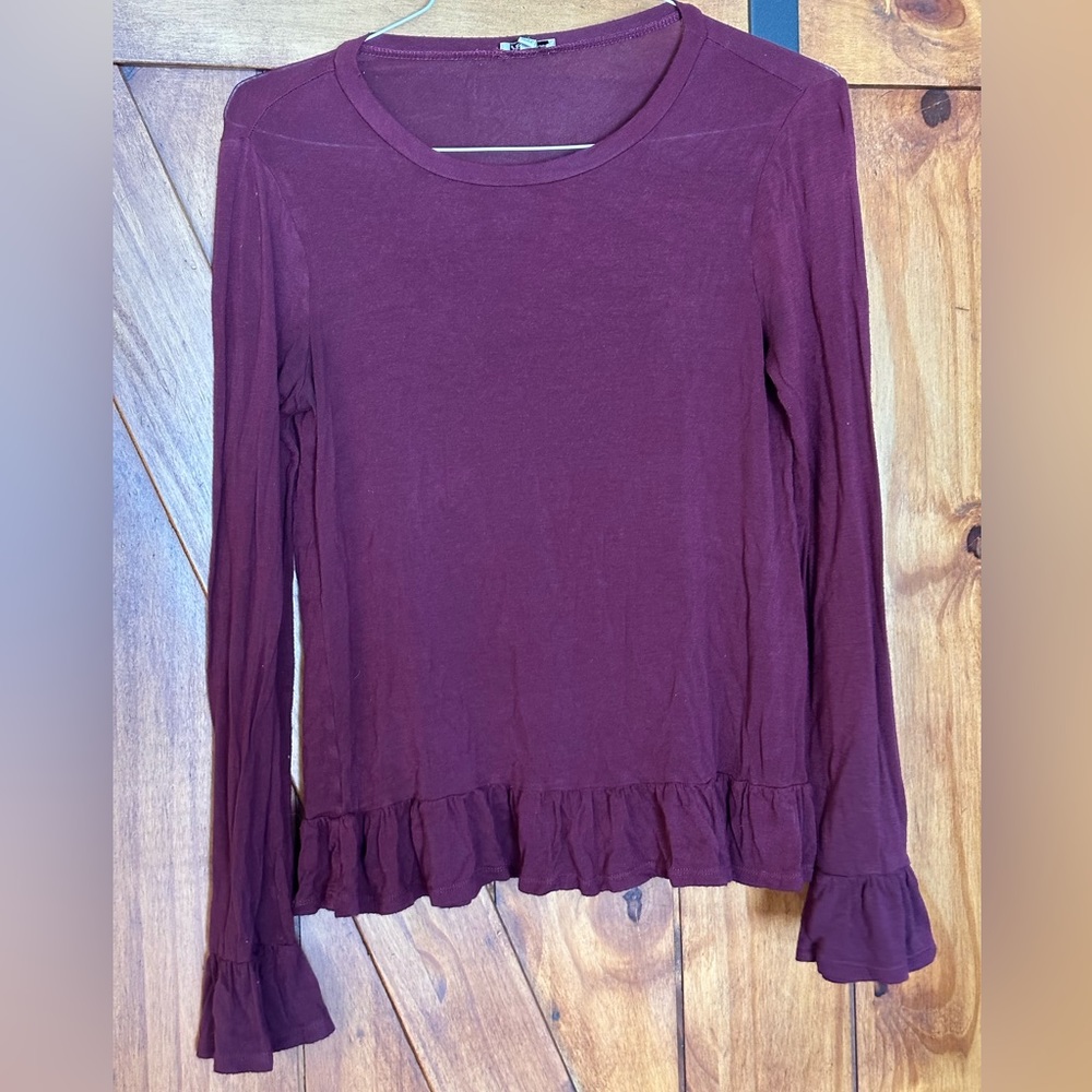 Long Sleeve Top with Ruffled Trim